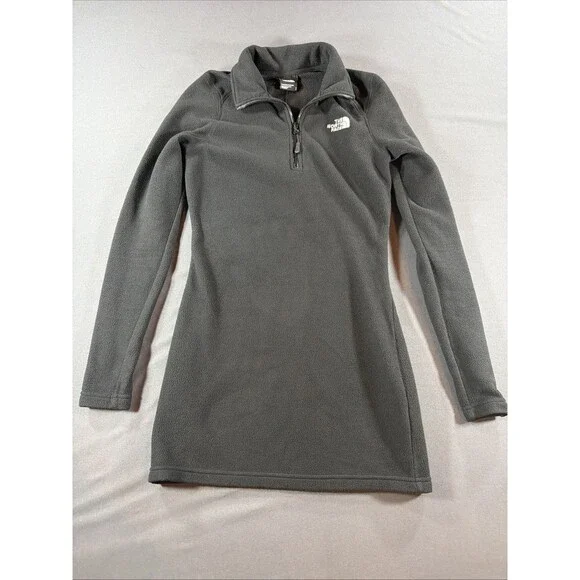 The North Face Glacier 1/4 Zip Fleece Dress Long Sleeve Black Women’s Small - Picture 1 of 9